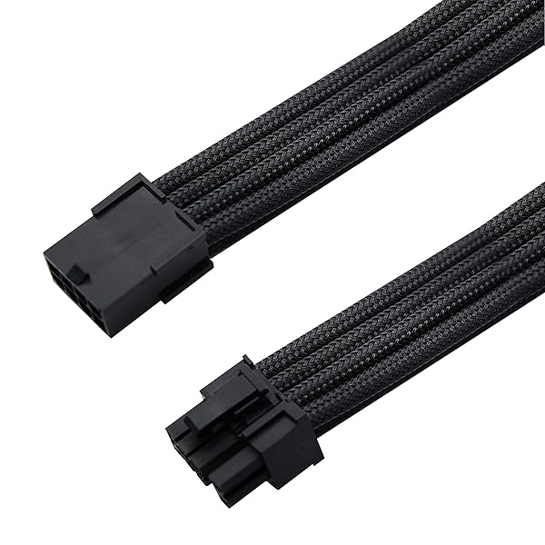 EZDIY-FAB EZDIY-FAB Sleeved Cable PCIE 6+2 Pin Extension for Power Supply Black High Quality Durable Design - View 2 of 5