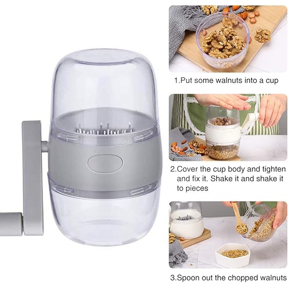 CALIDAKA Food Chopper Nut Chopper Grinder Hand Crank for Nuts and Kitchen MultiChopper Shredder for Toppings - View 4 of 8