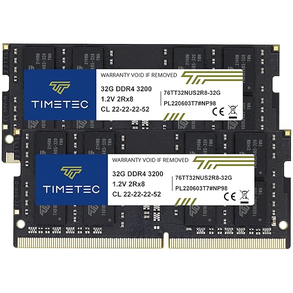 Timetec Timetec 64GB KIT(2x32GB) DDR4 3200MHz PC4-25600 Non-ECC Unbuffered 1.2V CL22 2Rx8 Dual Rank 260 Pin SODIMM Compatible with AMD and Intel Gaming Laptop Notebook PC Computer Memory RAM Module Upgrade - View 2 of 8