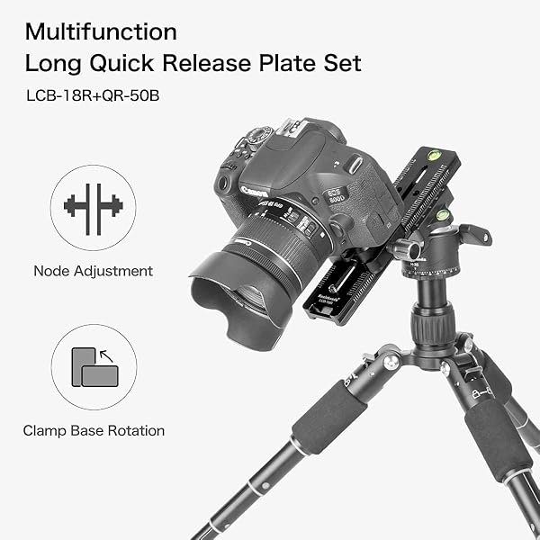 koolehaoda Koolehaoda 180mm Rail Nodal Slide Quick Release Clamp Dual Dovetail Camera Bracket Mount Rotatable for Arca Swiss Compatible Cameras - View 3 of 10