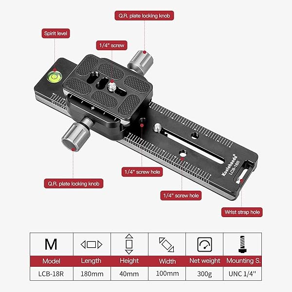 koolehaoda Koolehaoda 180mm Rail Nodal Slide Quick Release Clamp Dual Dovetail Camera Bracket Mount Rotatable for Arca Swiss Compatible Cameras - View 4 of 10