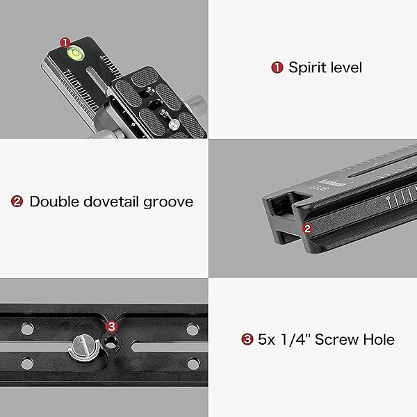koolehaoda Koolehaoda 180mm Rail Nodal Slide Quick Release Clamp Dual Dovetail Camera Bracket Mount Rotatable for Arca Swiss Compatible Cameras - View 8 of 10
