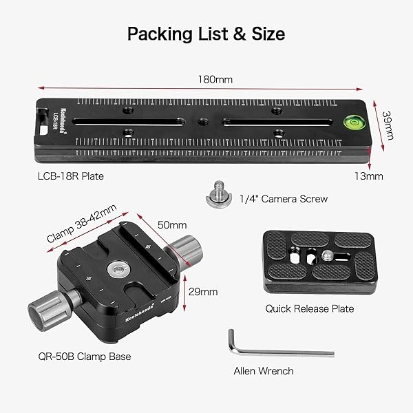 koolehaoda Koolehaoda 180mm Rail Nodal Slide Quick Release Clamp Dual Dovetail Camera Bracket Mount Rotatable for Arca Swiss Compatible Cameras - View 9 of 10