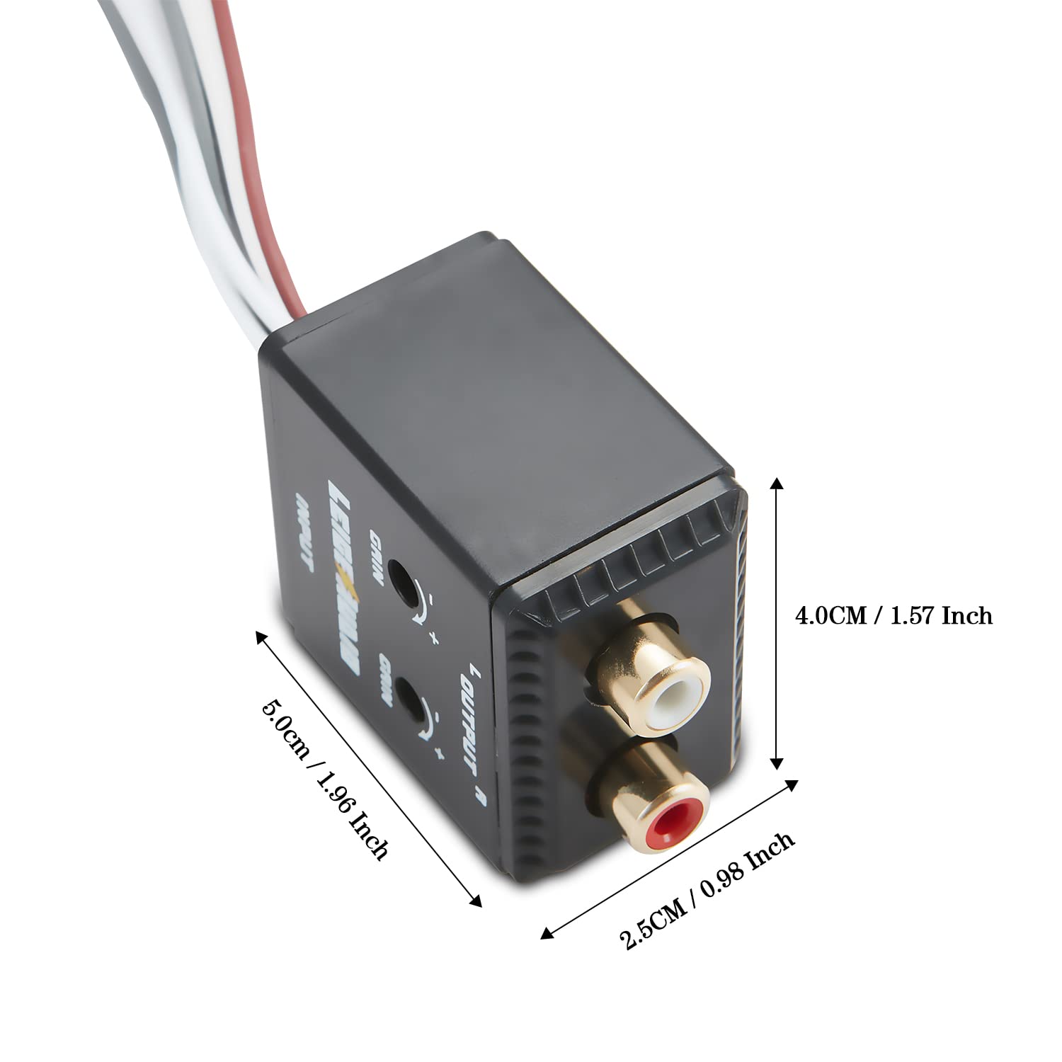 LEIGESAUDIO Car Stereo High to Low Converter 2 Channel Line Output Adapter with Remote Turn On Black - View 2 of 7