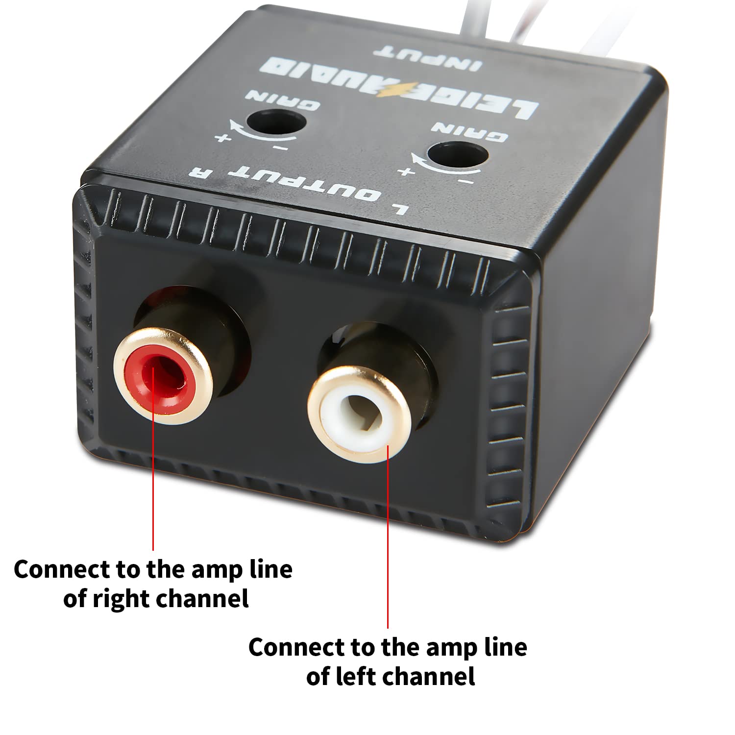 LEIGESAUDIO Car Stereo High to Low Converter 2 Channel Line Output Adapter with Remote Turn On Black - View 4 of 7