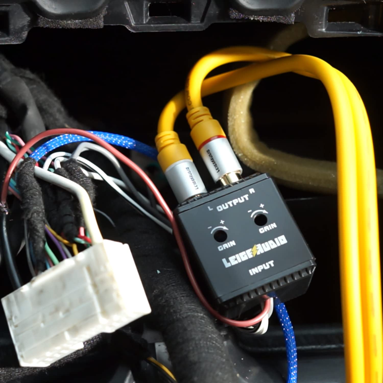 LEIGESAUDIO Car Stereo High to Low Converter 2 Channel Line Output Adapter with Remote Turn On Black - View 7 of 7