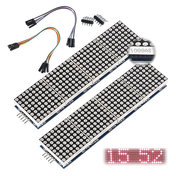 ALAMSCN ALAMSCN MAX7219 Dot Matrix Module 32x8 - 4-in-1 LED Display for Arduino & Raspberry Pi (Pack of 2) - Fast Shipping!