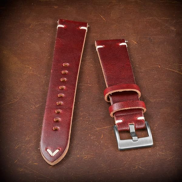 hemsut h Handmade Vintage Leather Watch Bands for Men Quick Release Horween Strap 18mm to 24mm Replacement - View 7 of 7