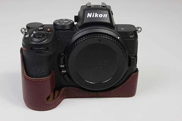 BolinUS Handmade Leather Camera Case for Nikon Z5 Z6 Z7 - BolinUS Genuine Half Cover with Hand Strap (Coffee)