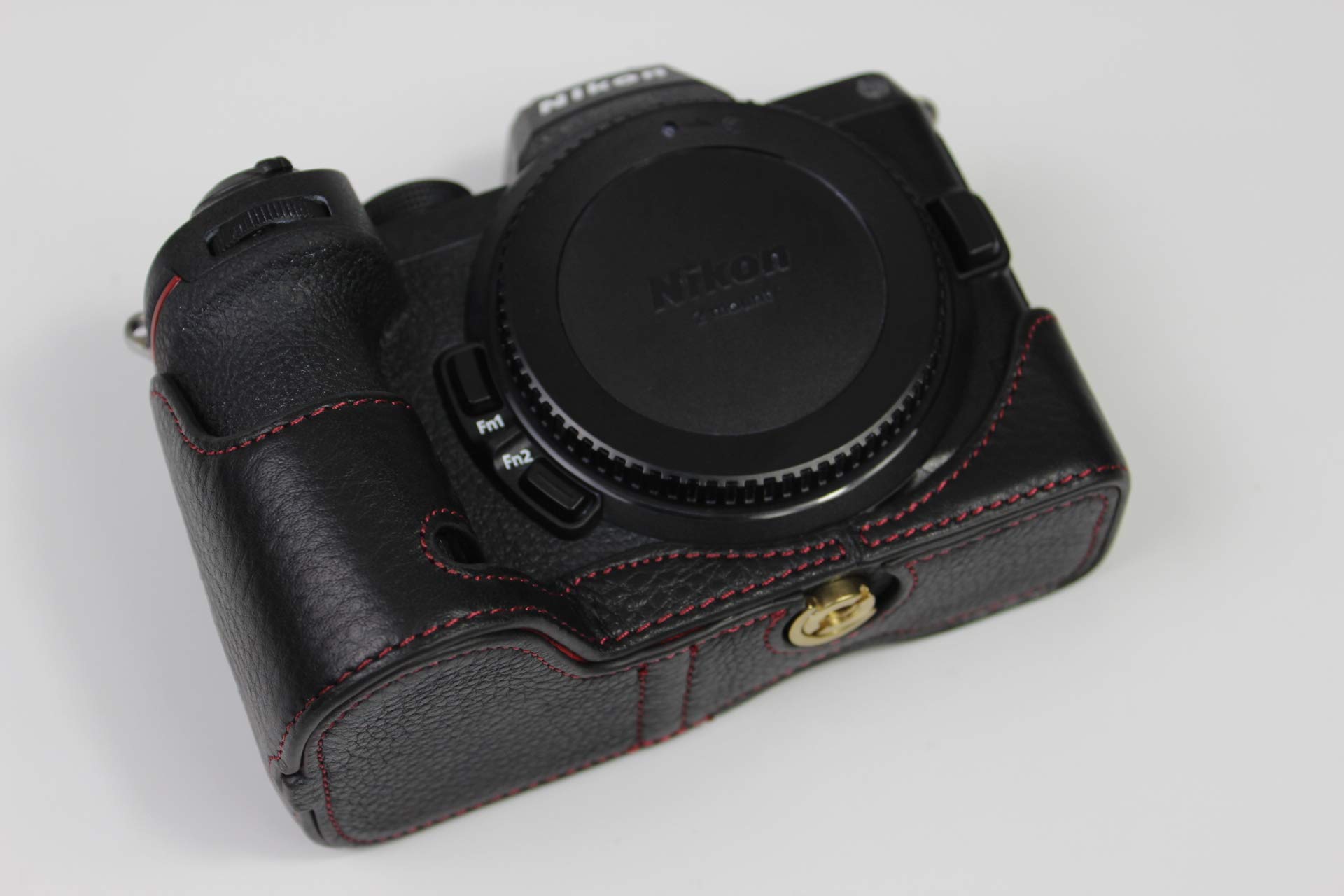 BolinUS Handmade Leather Camera Case for Nikon Z5 Z6 Z7 - BolinUS Genuine Half Cover with Hand Strap (Black) - View 2 of 9