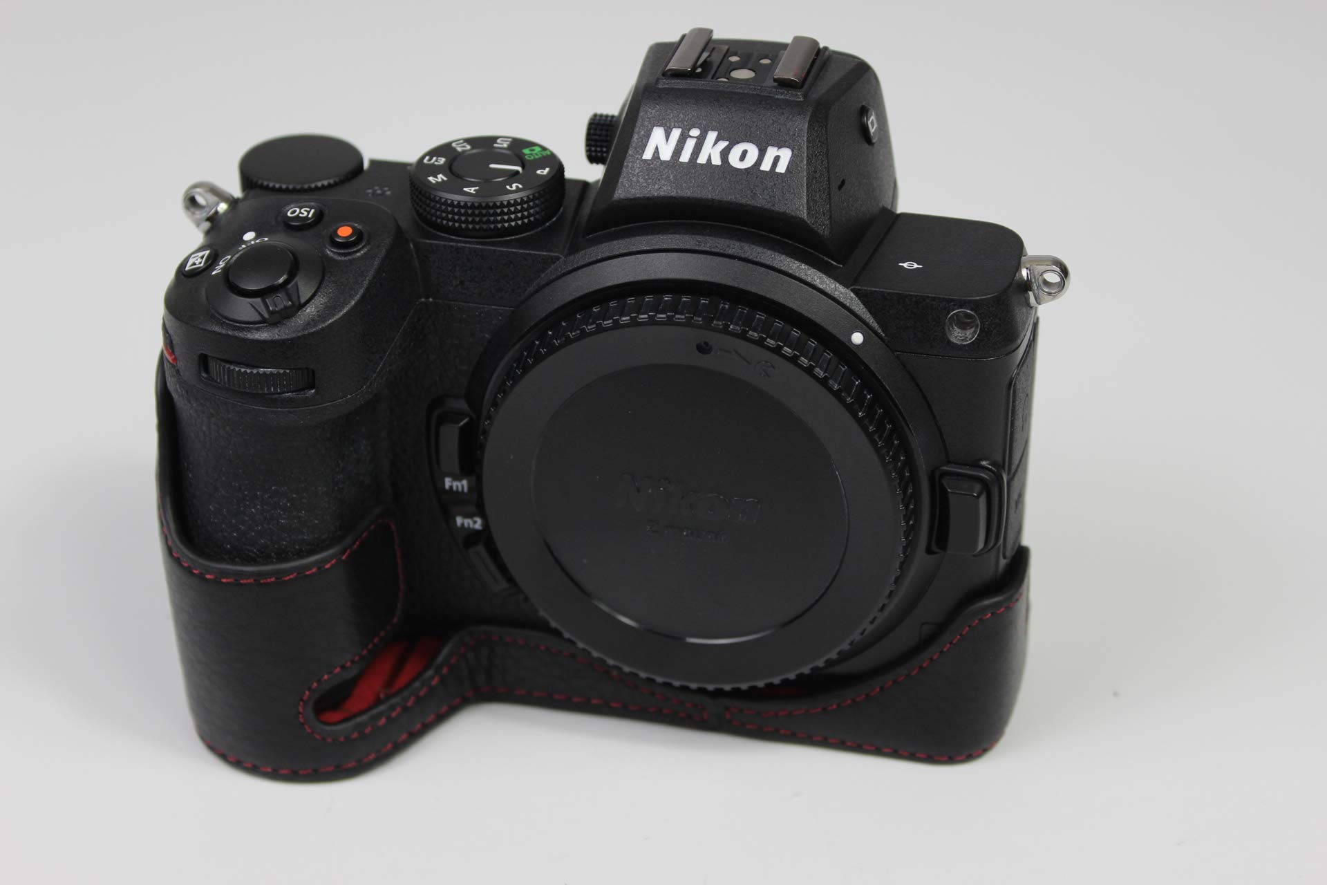 BolinUS Handmade Leather Camera Case for Nikon Z5 Z6 Z7 - BolinUS Genuine Half Cover with Hand Strap (Black) - View 3 of 9