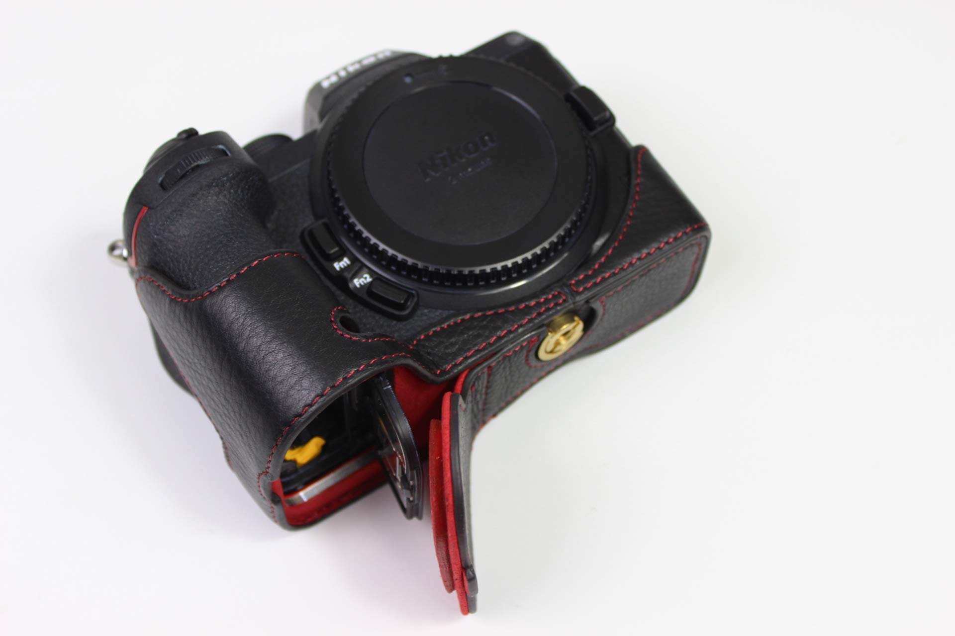 BolinUS Handmade Leather Camera Case for Nikon Z5 Z6 Z7 - BolinUS Genuine Half Cover with Hand Strap (Black) - View 7 of 9