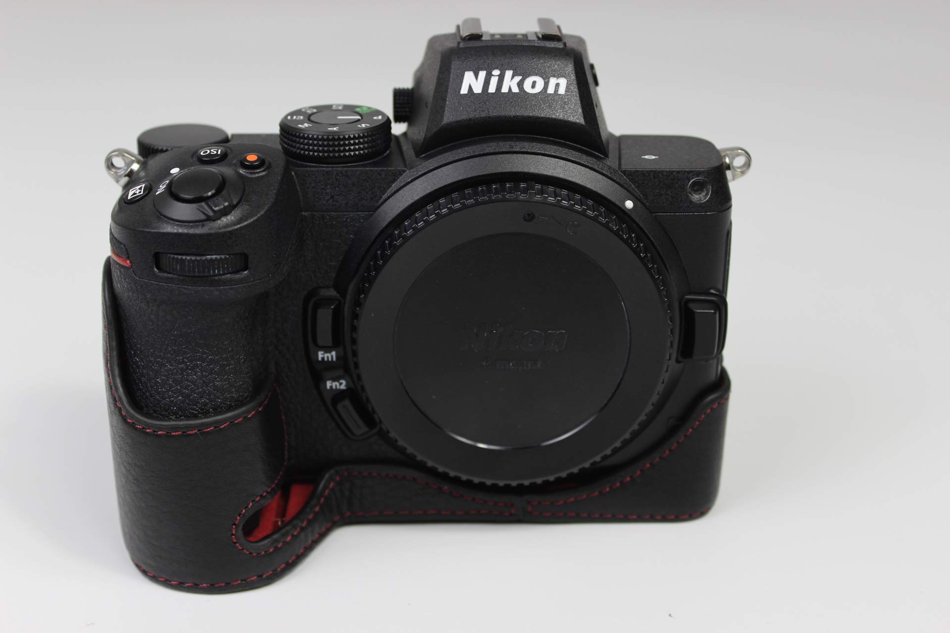 BolinUS Handmade Leather Camera Case for Nikon Z5 Z6 Z7 - BolinUS Genuine Half Cover with Hand Strap (Black)