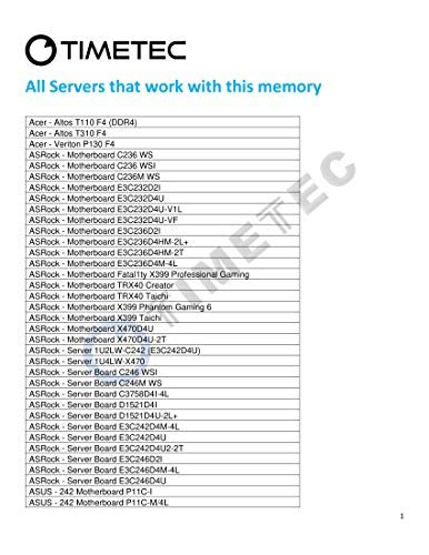 Timetec Hynix IC 16GB DDR4 2666MHz Unbuffered ECC RAM Module Upgrade for Server Memory 288 Pin UDIMM 1.2V CL19 Dual Rank - View 2 of 9
