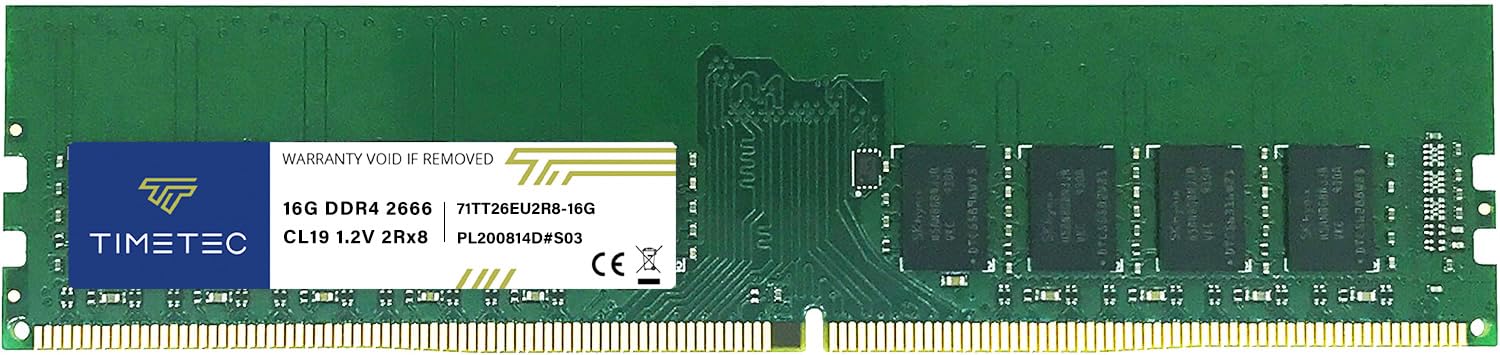 Timetec Hynix IC 16GB DDR4 2666MHz Unbuffered ECC RAM Module Upgrade for Server Memory 288 Pin UDIMM 1.2V CL19 Dual Rank