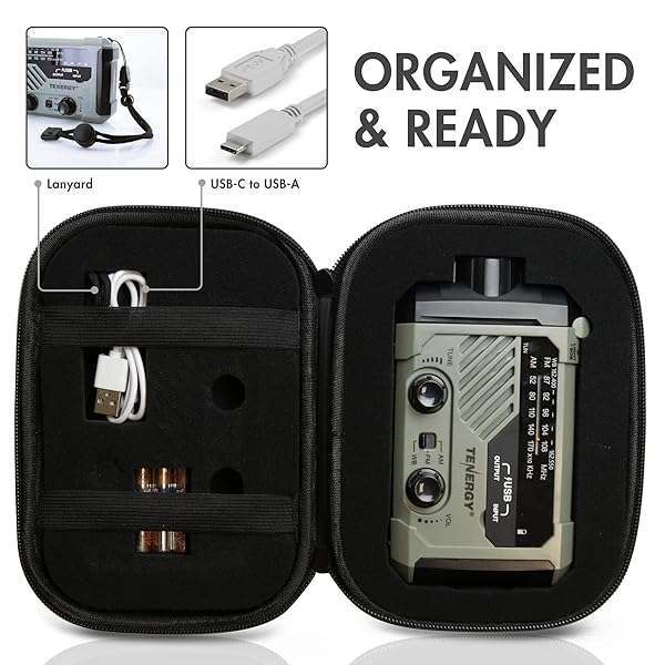 Tenergy Emergency Ready: Tenergy Hand Crank Weather Radio with LED, SOS Alarm & Phone Charger - View 10 of 10