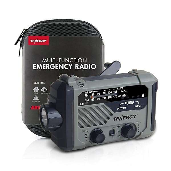 Tenergy Emergency Ready: Tenergy Hand Crank Weather Radio with LED, SOS Alarm & Phone Charger