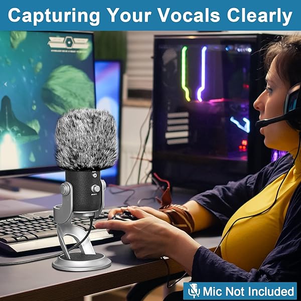 ChromLives ChromLives Mic Cover 2Pack for Blue Yeti and Yeti Pro Microphones Foam Windscreen and Furry Wind Muff - View 3 of 8