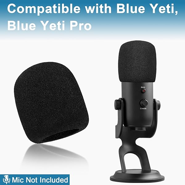 ChromLives ChromLives Mic Cover 2Pack for Blue Yeti and Yeti Pro Microphones Foam Windscreen and Furry Wind Muff - View 4 of 8