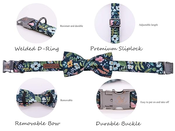 Elegant little tail Elegant Bowtie Dog Collar for Small Medium Large Dogs Soft Comfy Adjustable Pet Gift - View 4 of 8