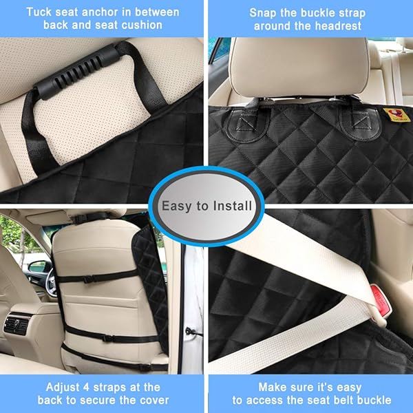 Bark Lover Bark Lover Deluxe Dog Seat Cover Waterproof Durable Nonslip Front Seat Protector Universal Size for Dogs and Kids Black - View 5 of 7