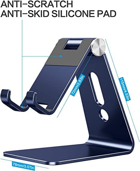OMOTON OMOTON Adjustable Cell Phone Stand C2 Aluminum Desktop Holder for iPhone Samsung Google Pixel Android Phones Navy Blue - View 5 of 7