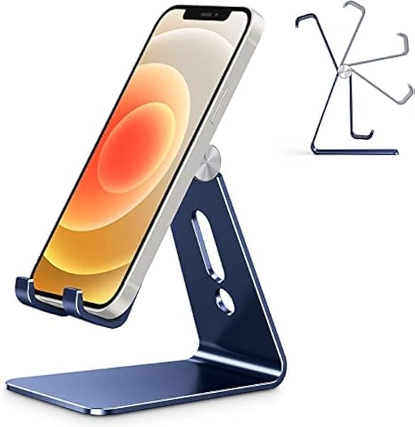 OMOTON OMOTON Adjustable Cell Phone Stand C2 Aluminum Desktop Holder for iPhone Samsung Google Pixel Android Phones Navy Blue