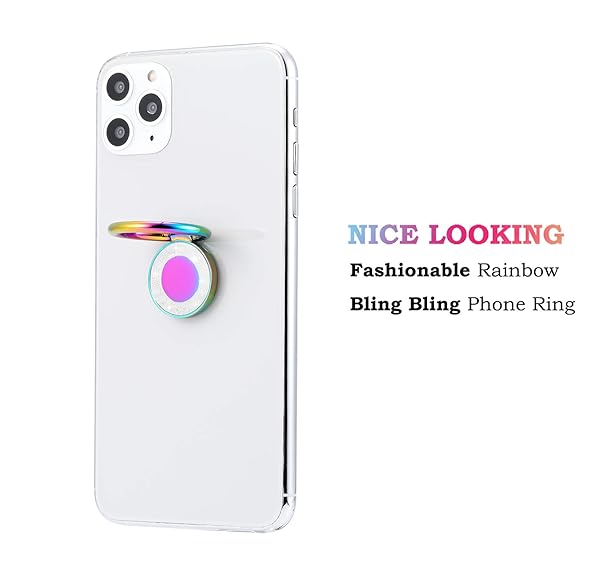 lenoup Lenoup Rainbow Glitter Phone Ring Holder Iridescent Sparkle Kickstand Cell Phone Finger Grip Compatible with Most Phones - View 3 of 9