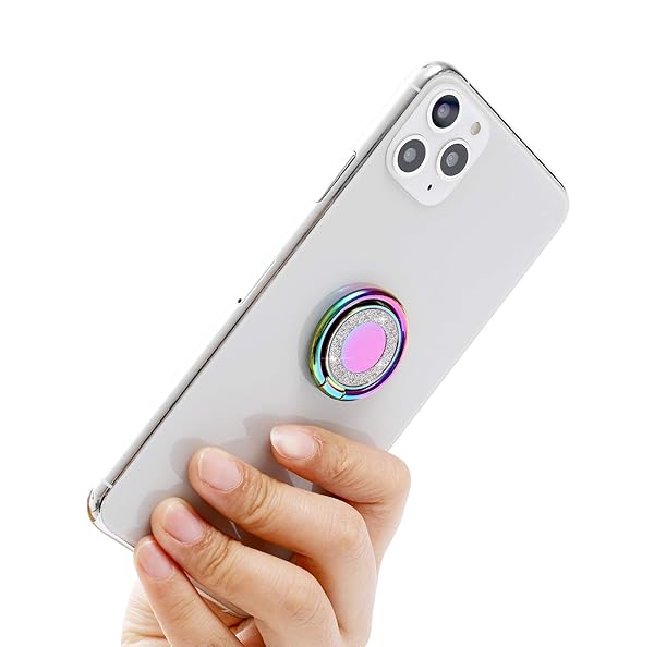 lenoup Lenoup Rainbow Glitter Phone Ring Holder Iridescent Sparkle Kickstand Cell Phone Finger Grip Compatible with Most Phones - View 5 of 9