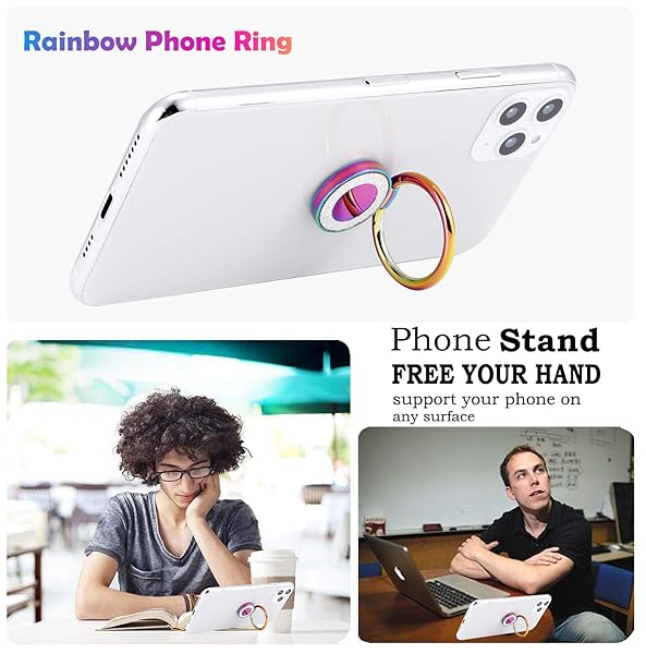 lenoup Lenoup Rainbow Glitter Phone Ring Holder Iridescent Sparkle Kickstand Cell Phone Finger Grip Compatible with Most Phones - View 6 of 9