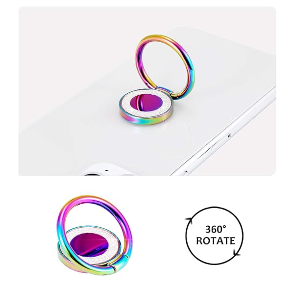 lenoup Lenoup Rainbow Glitter Phone Ring Holder Iridescent Sparkle Kickstand Cell Phone Finger Grip Compatible with Most Phones - View 7 of 9
