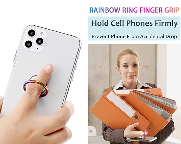 lenoup Lenoup Rainbow Glitter Phone Ring Holder Iridescent Sparkle Kickstand Cell Phone Finger Grip Compatible with Most Phones - View 8 of 9