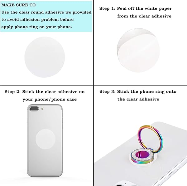 lenoup Lenoup Rainbow Glitter Phone Ring Holder Iridescent Sparkle Kickstand Cell Phone Finger Grip Compatible with Most Phones - View 9 of 9