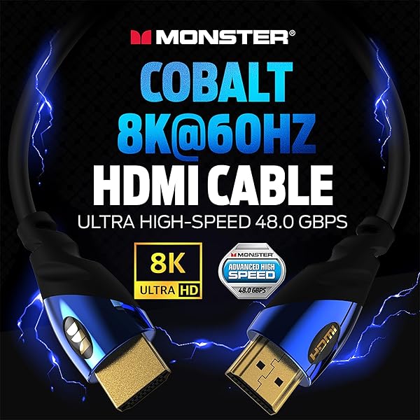 Monster Monster 12ft. 8K Ultra High-Speed HDMI 2.1 Cable 48Gbps with eARC, Certified 8K @60Hz, 4K@120Hz – Compatible with PS5, PS4, Xbox Series X, Roku, Apple, Fire TV, Smart TV, Gaming Monitor - View 3 of 10