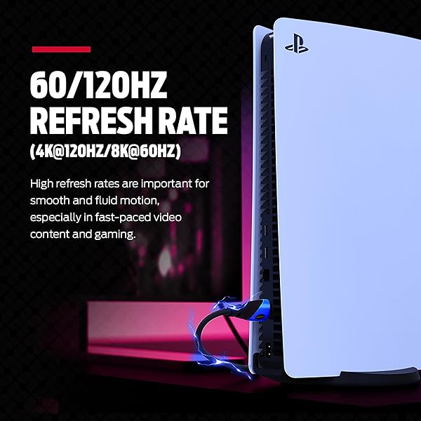 Monster Monster 12ft. 8K Ultra High-Speed HDMI 2.1 Cable 48Gbps with eARC, Certified 8K @60Hz, 4K@120Hz – Compatible with PS5, PS4, Xbox Series X, Roku, Apple, Fire TV, Smart TV, Gaming Monitor - View 5 of 10