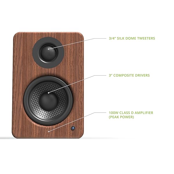 Kanto Buy Kanto YU2 Walnut Powered Desktop Speakers | 50W RMS, USB DAC, AUX Input, Sub Out | High-Quality Sound - View 3 of 7