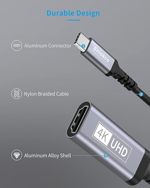 Sniokco 2024 Sniokco USB C to HDMI Adapter Cable - High Speed Type C Converter for iPhone 15/16, MacBook Pro/Air, iPad & More - View 5 of 8