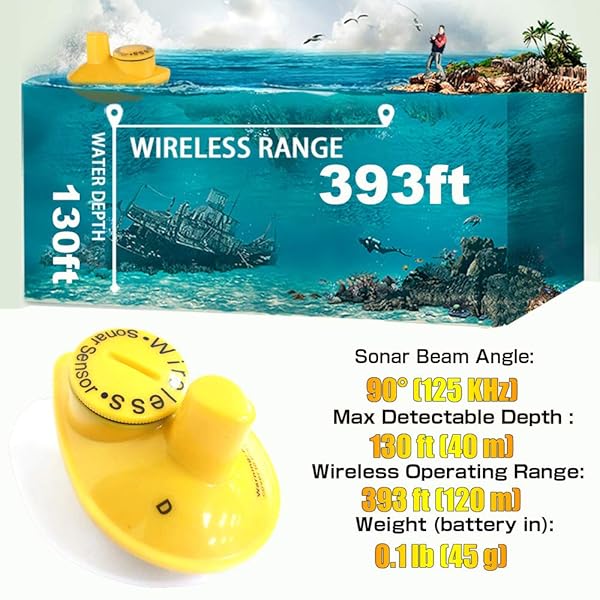 LUCKYLAKER LUCKYLAKER Portable Wireless Fish Finder Handheld Depth Finder with Sonar Display and Color Screen for Boats and Fishing - View 5 of 8