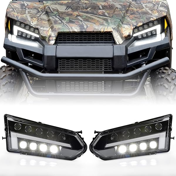 SAUTVS Ranger LED Headlight Assembly with DRL Halo Kit for Polaris Ranger 570 & Crew 900 - Brighten Your Ride!