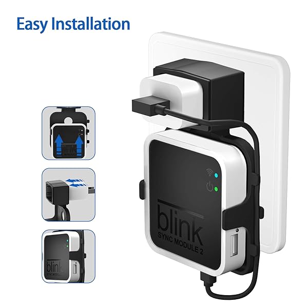 HOLACA Outlet Wall Mount for Blink Sync Module 2 Simple Mount Bracket Holder for Blink Outdoor Indoor Home Security Camera Easy Mount Short Cable Black - View 4 of 8