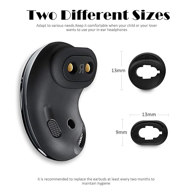 KPYJA KPYJA Silicone Ear Tips Replacement for Galaxy Buds Live 4 Pairs Black Accessories - View 4 of 8