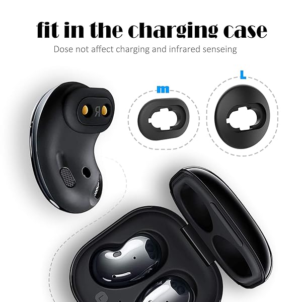 KPYJA KPYJA Silicone Ear Tips Replacement for Galaxy Buds Live 4 Pairs Black Accessories - View 5 of 8