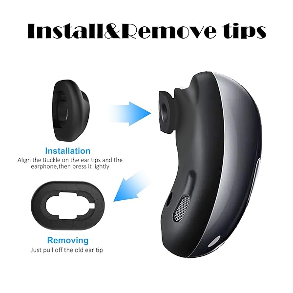 KPYJA KPYJA Silicone Ear Tips Replacement for Galaxy Buds Live 4 Pairs Black Accessories - View 7 of 8
