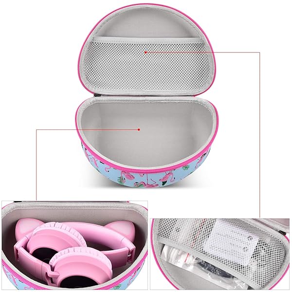 PAIYULE Headphone Case for Riwbox CT-7 Pink iClever ONITOO TCJJ Cat Ear Wireless Bluetooth Picun FosPower Over-Ear Headphones Kids Box Only - View 4 of 8
