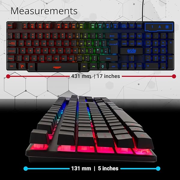 Orzly Orzly RX-250 Hornet Edition RGB Gaming Keyboard USB Wired for PC PS4 PS5 Xbox Nintendo Switch Black - View 7 of 9