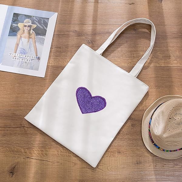 OLIREXD OLIREXD 40 Pcs Cute Fabric Mini Heart Patches Iron On Love Heart Embroidered Patch for DIY Clothing Craft Decoration Accessories Purple - View 4 of 5