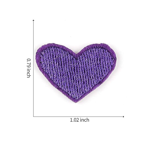 OLIREXD OLIREXD 40 Pcs Cute Fabric Mini Heart Patches Iron On Love Heart Embroidered Patch for DIY Clothing Craft Decoration Accessories Purple - View 5 of 5