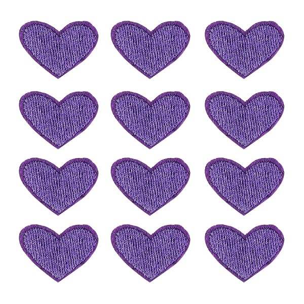 OLIREXD OLIREXD 40 Pcs Cute Fabric Mini Heart Patches Iron On Love Heart Embroidered Patch for DIY Clothing Craft Decoration Accessories Purple - View 2 of 5
