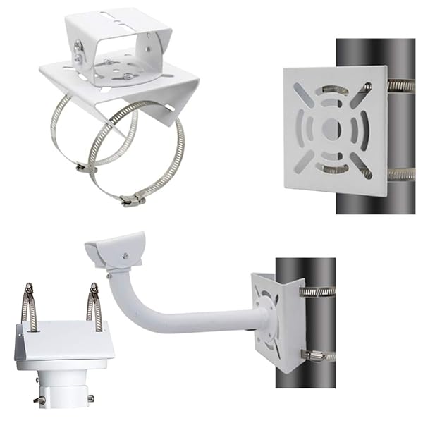 Ahn'Qiraj AhnQiraj 2Pcs Universal Vertical Pole Mount Bracket for CCTV Security Camera PTZ Dome Wall Mounting Adapter with 8 Loops - View 5 of 8