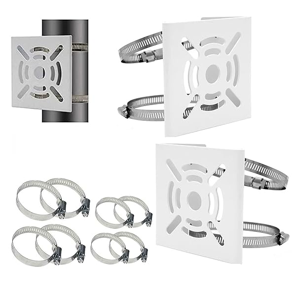 Ahn'Qiraj AhnQiraj 2Pcs Universal Vertical Pole Mount Bracket for CCTV Security Camera PTZ Dome Wall Mounting Adapter with 8 Loops - View 2 of 8